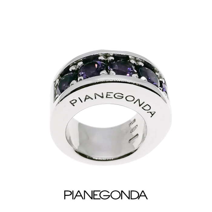 PIANEGONDA Anello argento e 5 Ametiste