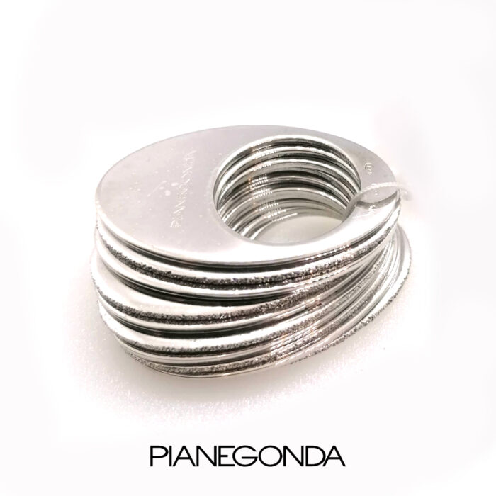 PIANEGONDA Anello di 10 elementi ovali in Argento massiccio