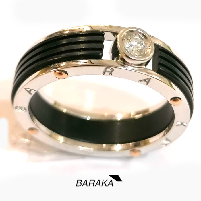Barakà Anello Oro bianco e rosa e diamante, - immagine 6