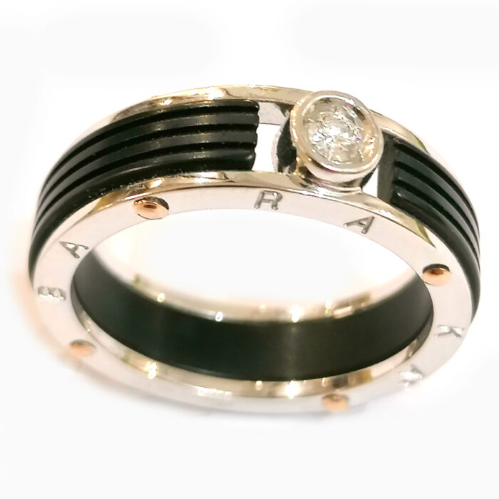 Barakà Anello Oro bianco e rosa e diamante, - immagine 2