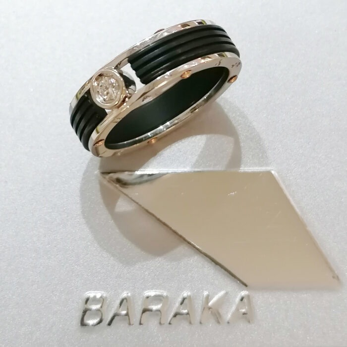 Barakà Anello Oro bianco e rosa e diamante, - immagine 5