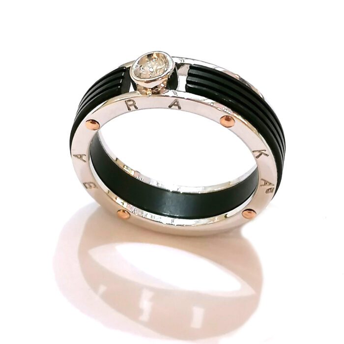 Barakà Anello Oro bianco e rosa e diamante, - immagine 3