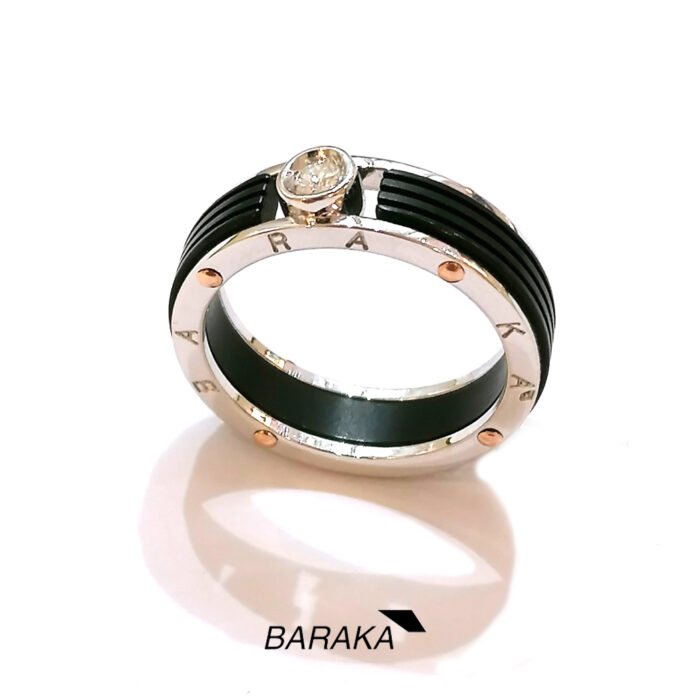 Barakà Anello Oro bianco e rosa e diamante,