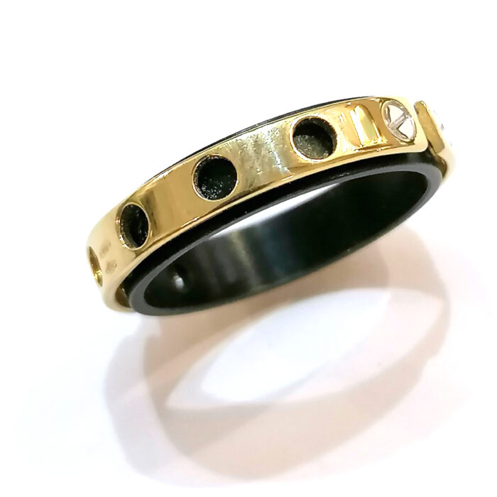 Barakà Anello Oro giallo e ceramica nera, AN2114 - immagine 3