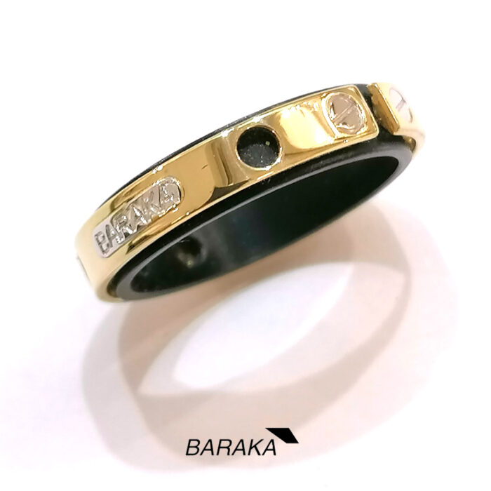 Barakà Anello Oro giallo e ceramica nera, AN2114