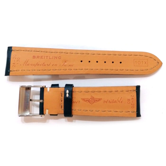 Breitling Cinturino impunturato Pelle barenia Blu, 24-20 - immagine 3