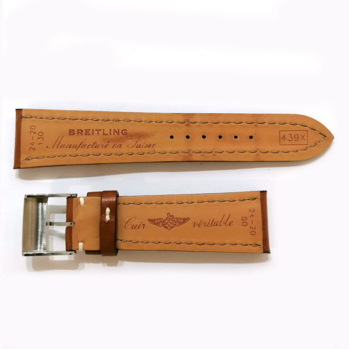 Breitling Cinturino impunturato Pelle barenia Cognac, 24-20 - immagine 3
