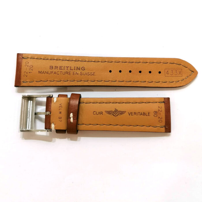 Breitling Cinturino impunturato Pelle barenia Cognac, 22-20 - immagine 3