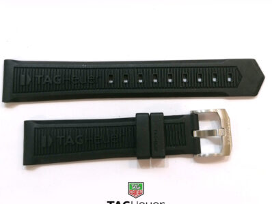 TAGHeuer Cinturino cautciu nero, 20-18mm