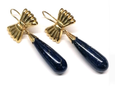 Orecchini Oro giallo 18K con Lapislazzuli goccia