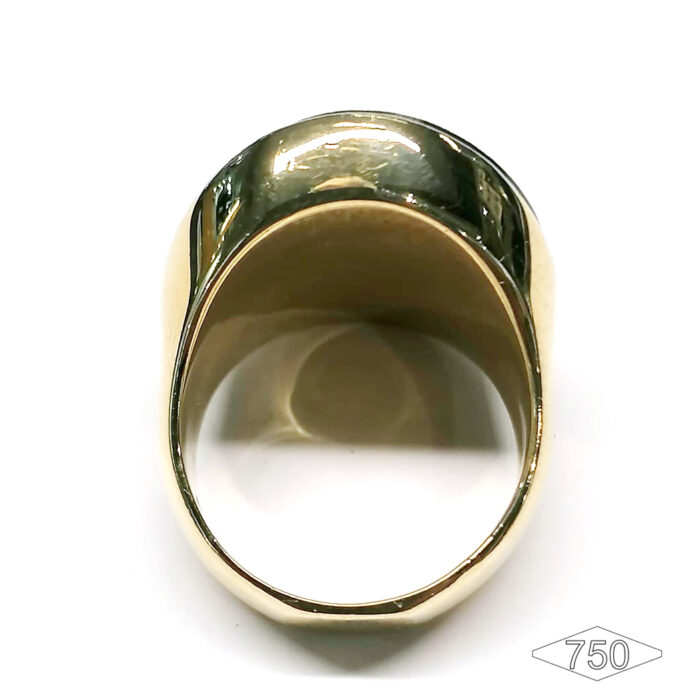 Anello Oro giallo 18K Avventurina verde, Vintage - immagine 3