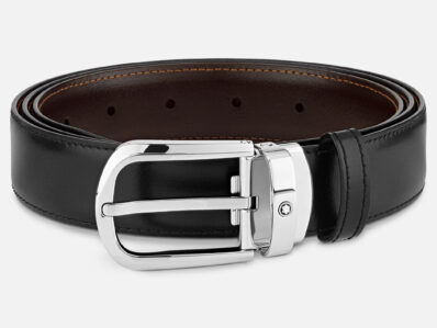 MONTBLANC Cintura revesibile Fibbia acciaio logo, 114412