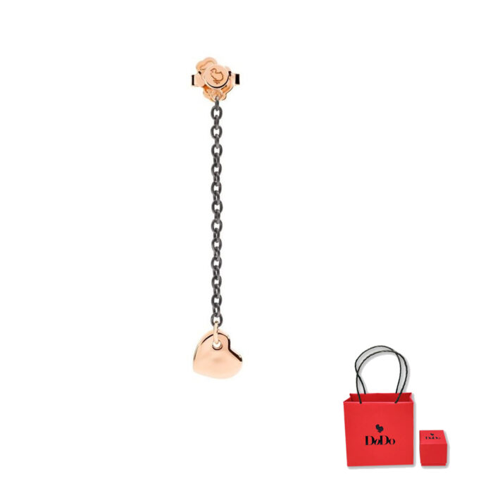 DODO mono orecchino Cuore Oro rosa 9K e titanio