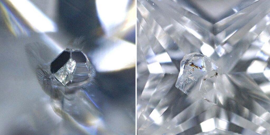 Diamante bianco con inclusione