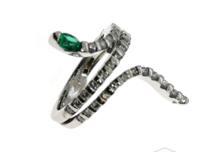 Anello Serpente Oro 18K Smeraldo & Brillanti