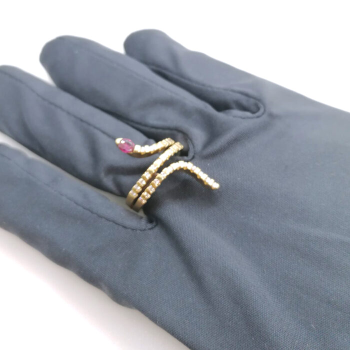 Anello Serpente Oro 18K Rubino & Brillanti - immagine 4
