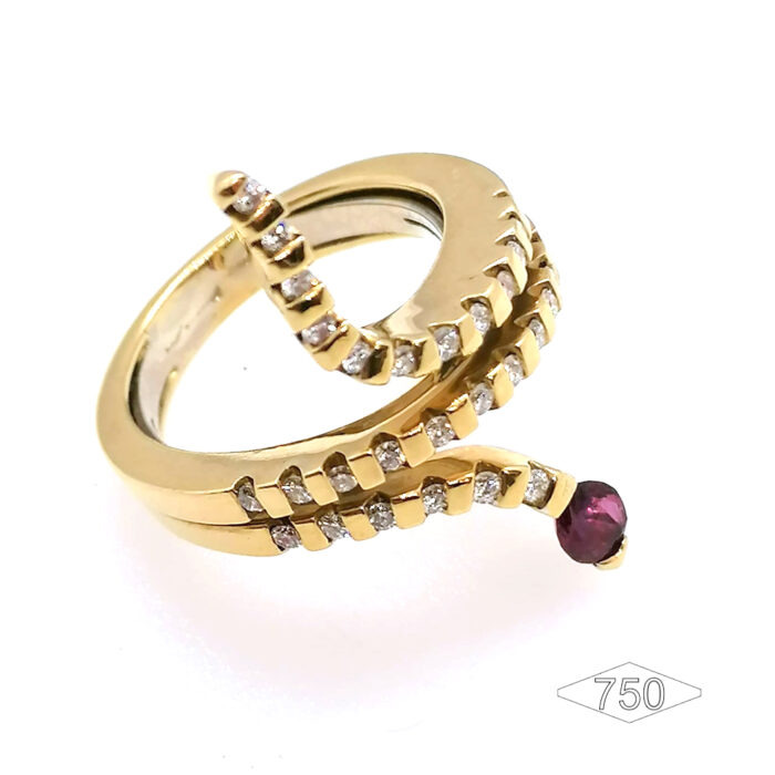 Anello Serpente Oro 18K Rubino & Brillanti