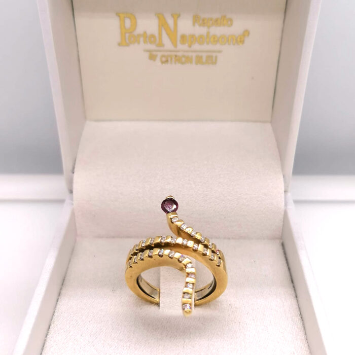 Anello Serpente Oro 18K Rubino & Brillanti - immagine 5