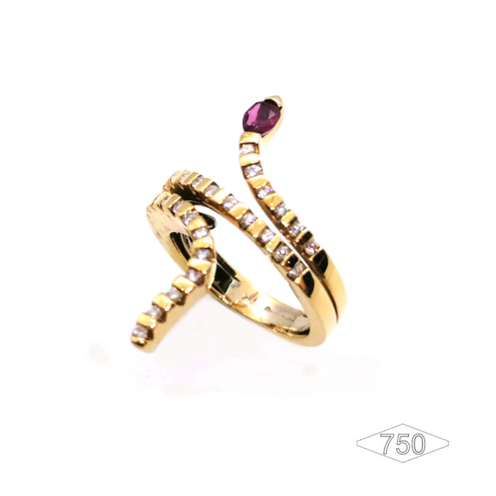 Anello Serpente Oro 18K Rubino & Brillanti - immagine 6