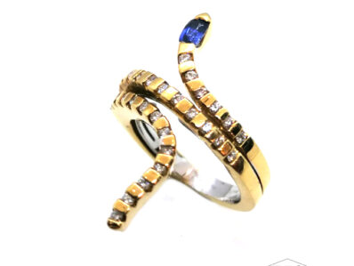 Anello Serpente Oro 18K Zaffiro & Brillanti