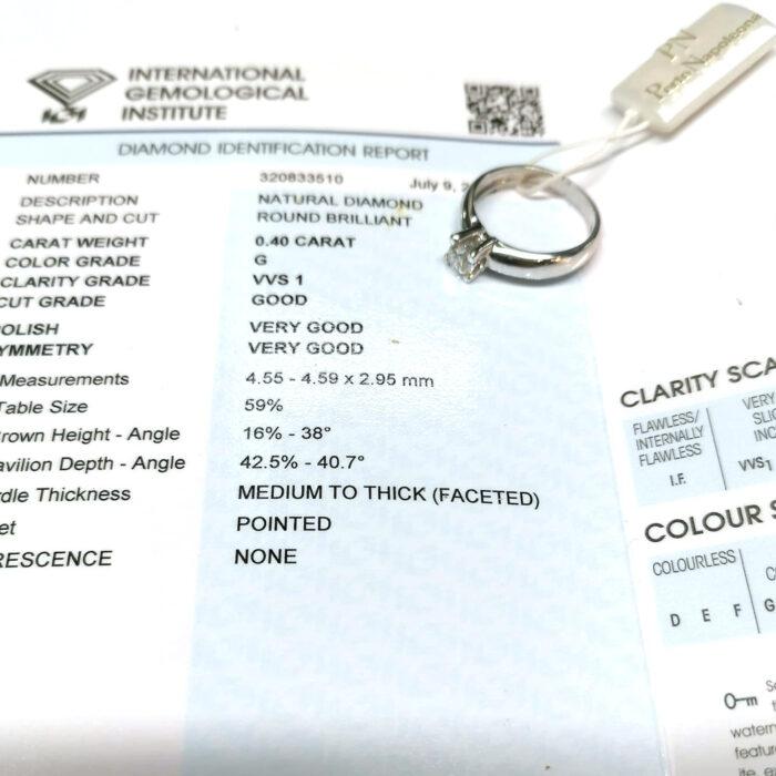 IGI Anello Diamante Naturale Ct 0,40 G VVS1 - immagine 4