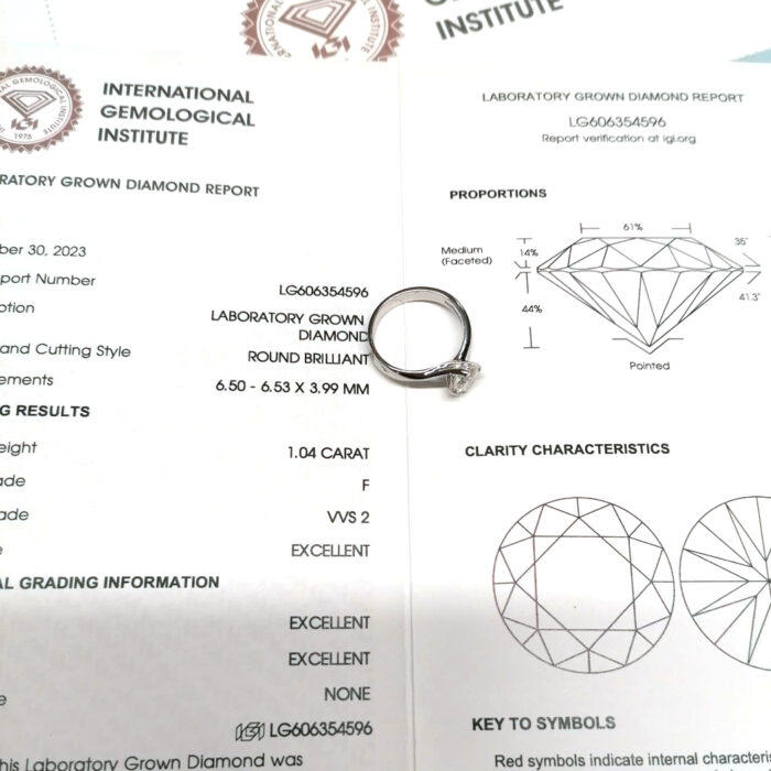 IGI Ring Lab_Grown Diamond 1,04ct F VVS2 - immagine 6