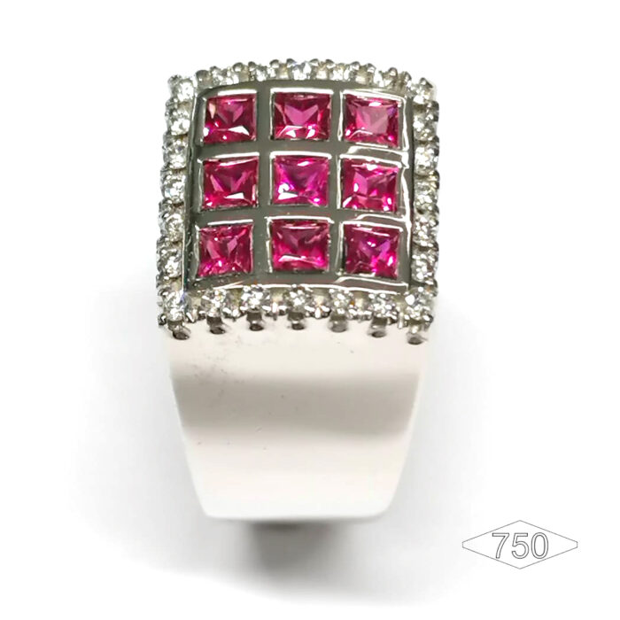 Anello Oro bianco & Rubini con Brillanti - immagine 3