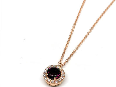 Pendente Oro rosa 18K con Rodolite & Diamanti