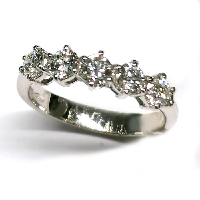 Anello riviera 5 brillanti Ct 1,02 G VVS - immagine 4