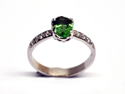 Anello Oro bianco & Tzavorite con Diamanti