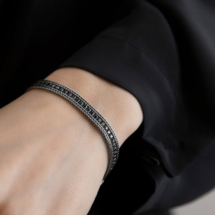 NOVE25 Bracciale tennis black FOXTAIL, 18cm - immagine 4