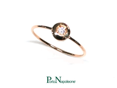 Anello Oro rosa 18K Brillante Ct 0,05