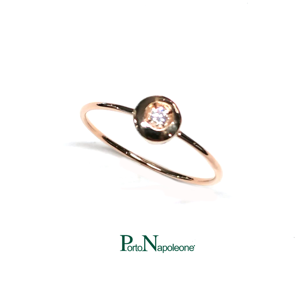 Anello Oro rosa 18K Brillante Ct 0 05 CITRON BLEU gioielli