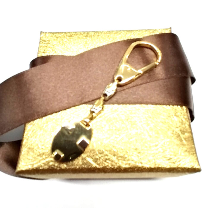 Portachiavi oro giallo 18K con piastra personalizzabile - immagine 6