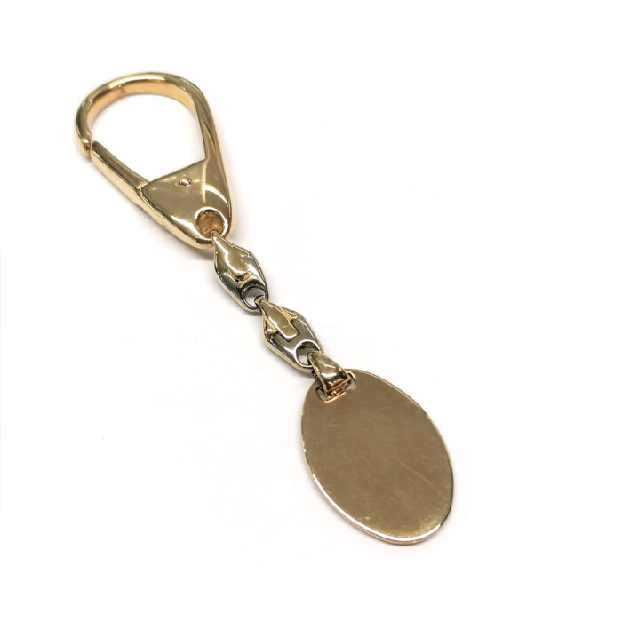 Portachiavi oro giallo 18K con piastra personalizzabile - immagine 2