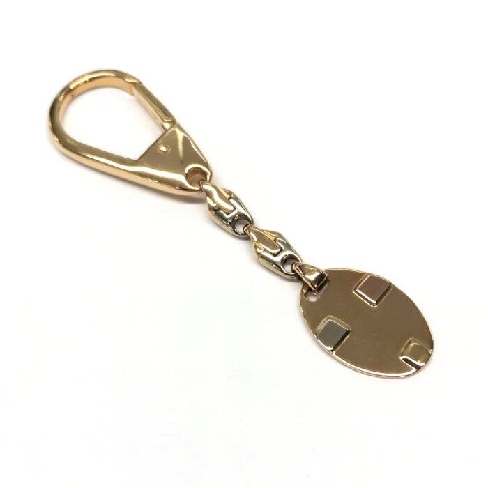 Portachiavi oro giallo 18K con piastra personalizzabile - immagine 3