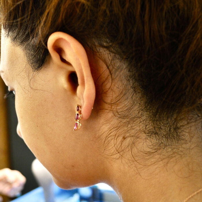 Orecchini Oro rosa 18K e Rubini "marquise" - immagine 5
