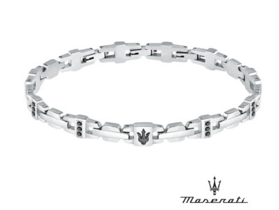 Maserati Bracciale acciaio e pietre nere, JM423AVD17