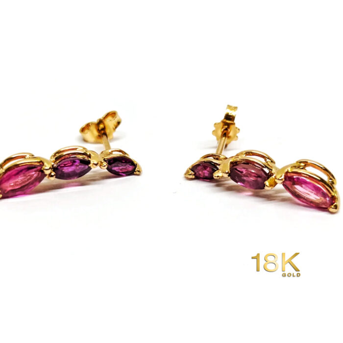 Orecchini Oro rosa 18K e Rubini "marquise" - immagine 2