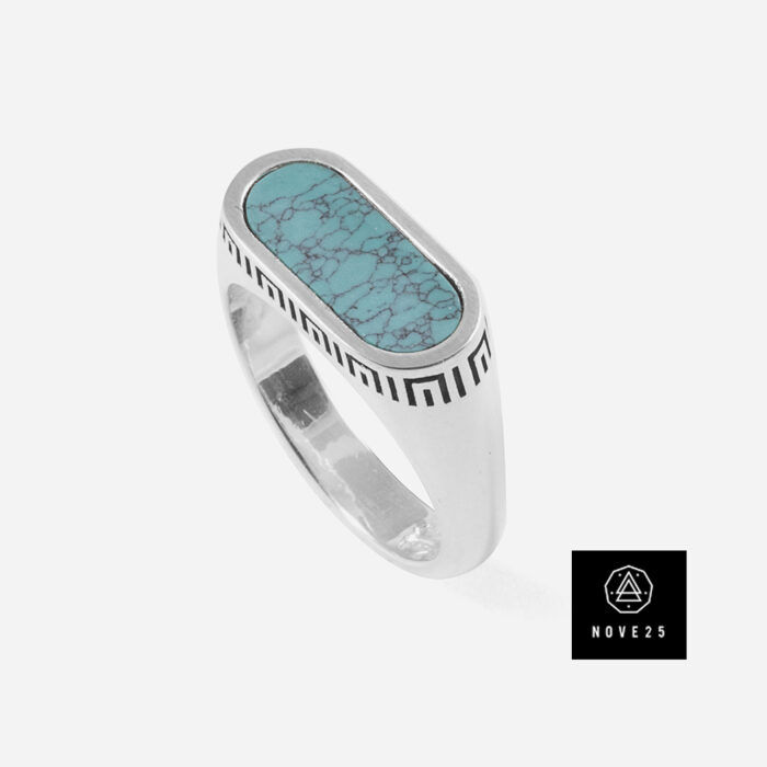 NOVE25 Anello chevalier orizzontale Turchese , 20 mis