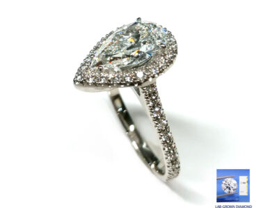 IGI Ring Lab_Grown Diamond 2.05ct, F VS1 Pear