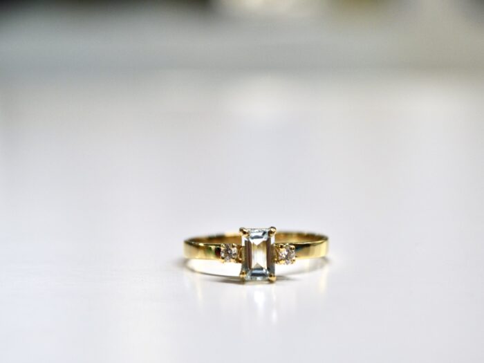PN Anello Acquamarina e Diamanti oro giallo 18k - immagine 5