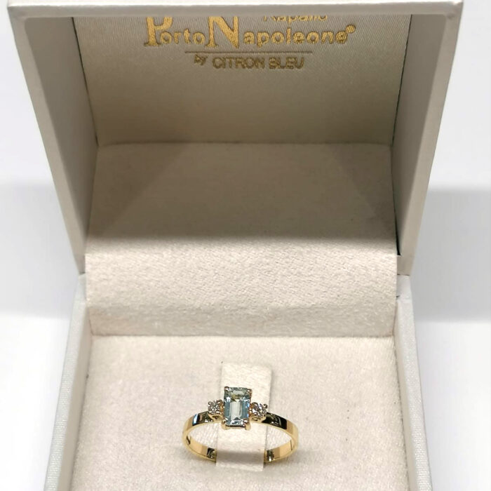 PN Anello Acquamarina e Diamanti oro giallo 18k - immagine 4