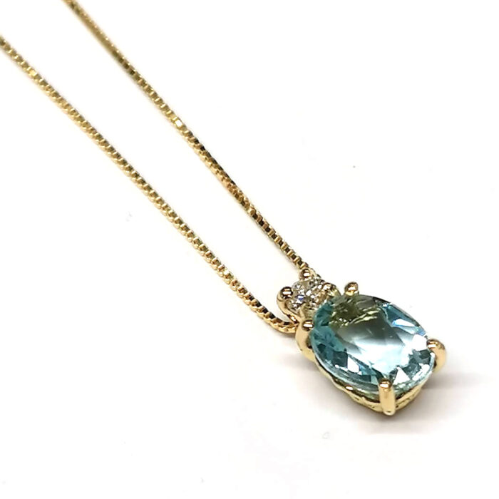 PN Pendente Acquamarina e Diamante oro giallo 18k - immagine 3