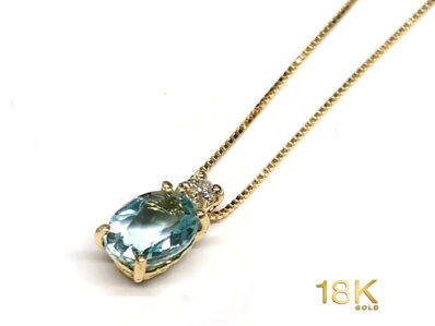 PN Pendente Acquamarina e Diamante oro giallo 18k