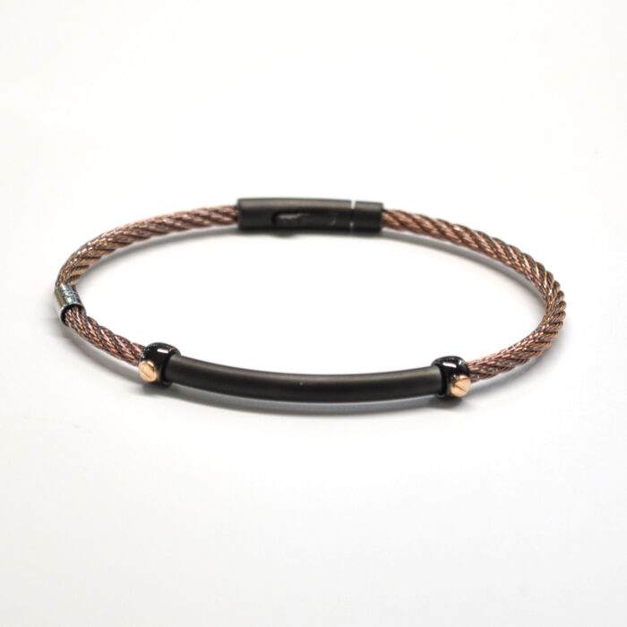 S_Bersani Bracciale rigido acciaio Pink e Oro 18K - immagine 2