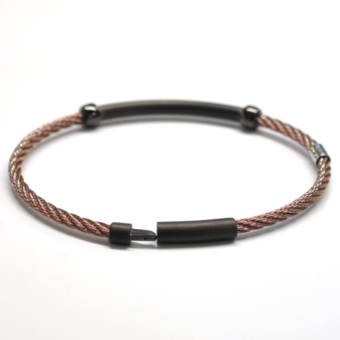 S_Bersani Bracciale rigido acciaio Pink e Oro 18K - immagine 4