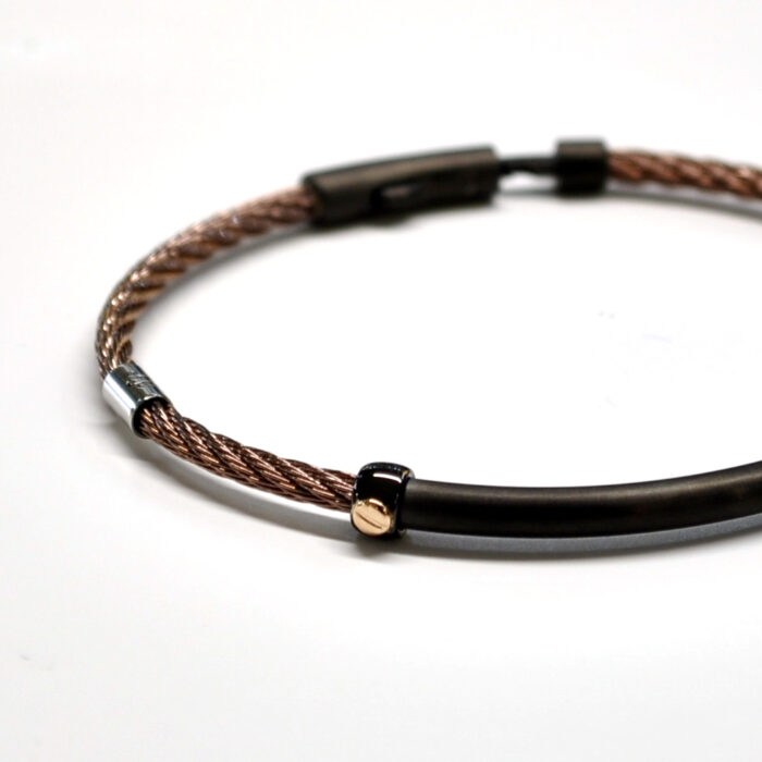 S_Bersani Bracciale rigido acciaio Pink e Oro 18K - immagine 3