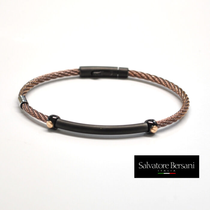 S_Bersani Bracciale rigido acciaio Pink e Oro 18K