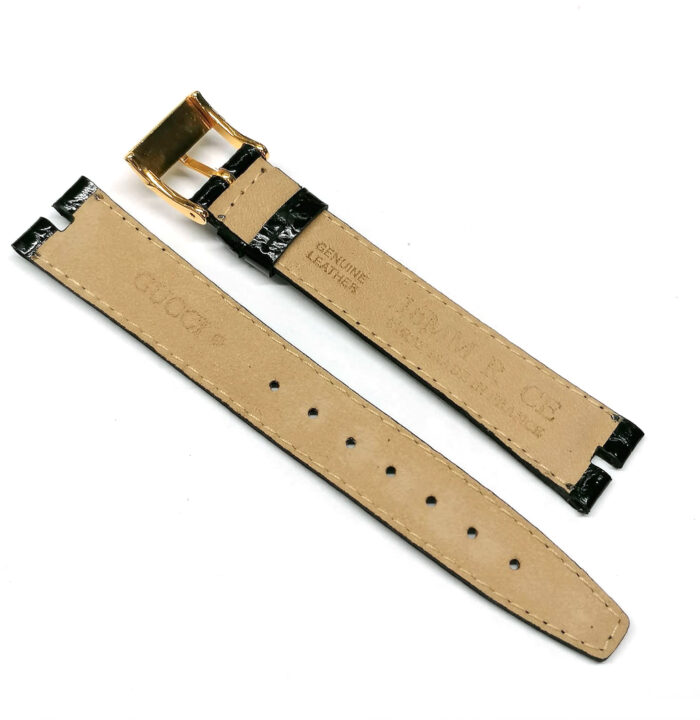 Gucci Cinturino pelle nera stampa cocco, 16mm - immagine 4